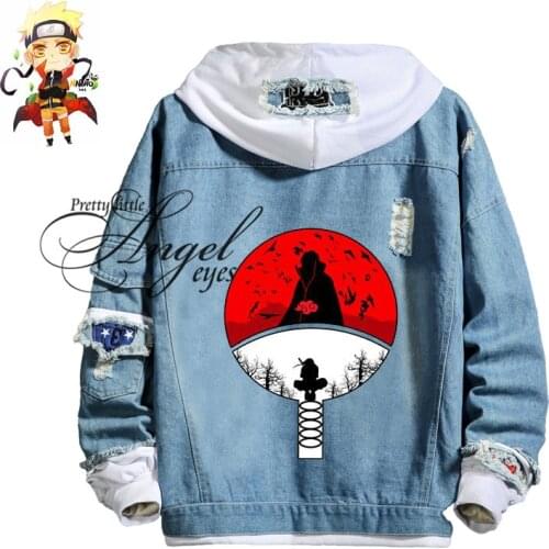 Anime NARUTO Akatsuki Hatake Kakashi Uchiha Itachi Cosplay Denim Jacket Halloween Fashion Hooded