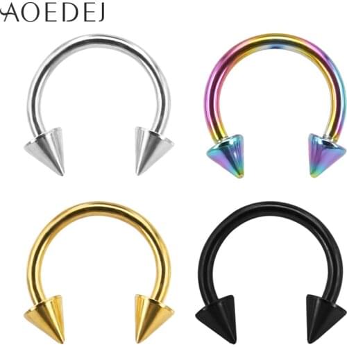 AOEDEJ Spike Septum Piercing Real Stainless Steel Nose Septum Ring For Men Women Cartilage Earrings Lip Nipple Eyebrow Rings