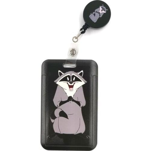 Raccoon Bear Cute Credit Card Cover Lanyard Bags Retractable Badge Reel Student Nurse Exhibition Enfermera Name Clips Card ID