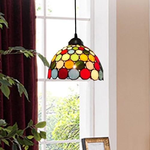 Colorful Tiffany Pendant Lamp Restaurant Dinning Room Lights Retro Mediterranean Bedroom Decor Hanging Ceiling Lighting Fixture