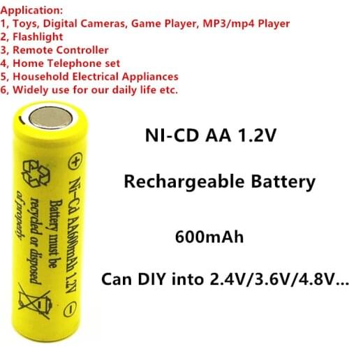DIY AA NI-CD Rechargeable Battery 1.2V 600mAh Can be used in electric toys Alarm clock Remote control