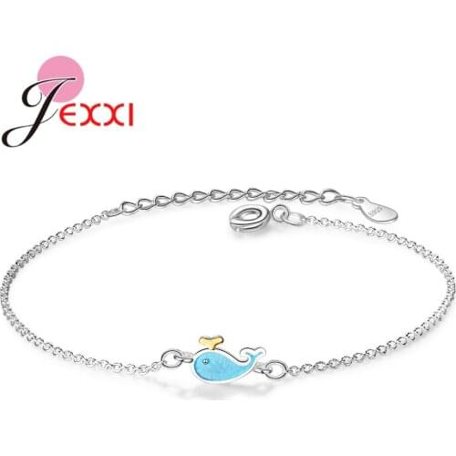 Elegantment Hot Sale Animal Dolphin Shape 925 Sterling Silver Resizable Bracelet For Lovely Woman Girls Festival Gift