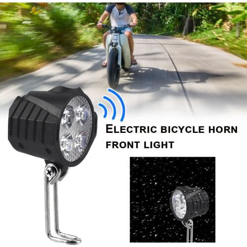Electric Bicycle LED Headlight 12V-80V Waterproof Super Bright E Bike Front Light Flashlight 4 Lights With Horn For Ebike