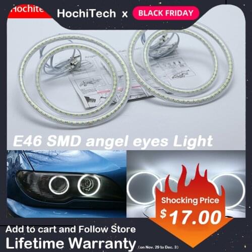 HochiTech for BMW E46 convertible facelift with xenon Ultra bright SMD white LED angel eyes 2600LM 12V halo ring kit day light