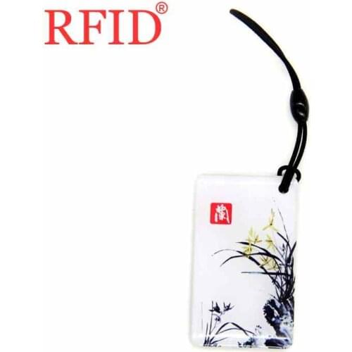 ID 125Khz EM4100 TK4100 Read Only Orchid Dropping Glue Keychain RFID Proximity Card Tag Key Access Control Card Fast Shipping 1