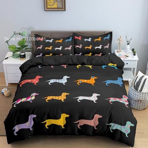 Pet Dog Bedding Set 3D Print Colorful Animal Duvet Cover For Bedroom Soft Bed Line For Kids Teen Child Bedclothes (No Sheets)