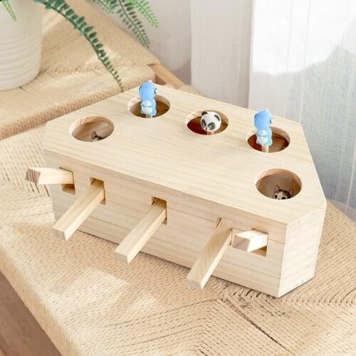Cat Toy Interactive Wooden Whac-A-Mole Games Toy for Cats Kitten Puppy Smart Cat Toy Accessories Scratcher Pet Products Supplies