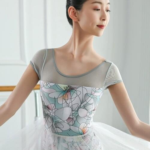Ballet Dance Leotards Women 2021 New Short sleeve Print Gymnastics Dancing Costume Adult Ballerina Dancewear Ballet Leotard