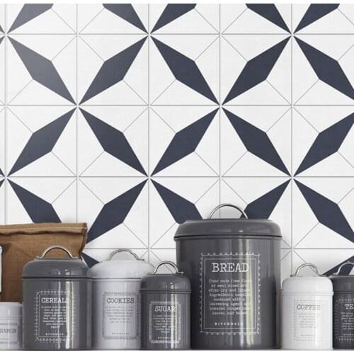 Morocco Wall Sticker Black White Mosaic PVC Tile Sticker Waterproof Backspalsh DIY Stickers for Kitchen Bathroom Wall Decals
