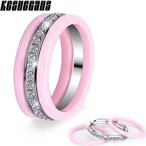 New Arrival 3pcs/Set Ceramic Ring Set CZ Stone Colorful Black White Blue Pink Purple Can Be Split Fashion Jewelry For Women Gift