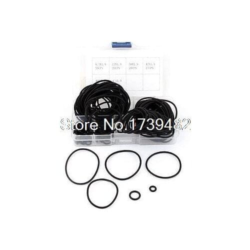 160 Pcs 1.9mm 6 Kinds Flexible Black Rubber Oil Filter Seal O Rings Set w Box