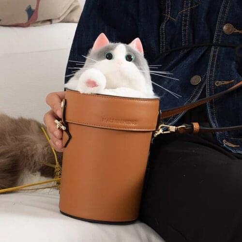 2021 New Fashion Brand Luxury Ladies Simulation Cat Shoulder Bag Single Shoulder Large Capacity High Quality Bucket Handbag