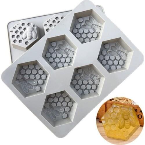 New Creative 6 Holes Honey Bee Honeycomb Silicone Soap Mold DIY Handmade 3D Cake Mould Easy To Demolding Soap Making C