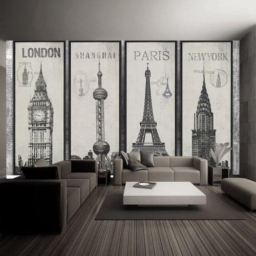 Wallpapers Youman Fashion Eiffel Tower Sydney Greek city Building set Wallpaper mural Living Room Decor Mural Decal Wallpaper