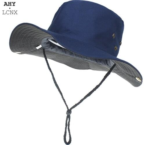 Summer Autumn Bucket Hats for Men women sun hat Bob cap Anti-UV Outdoor Fishing caps Wide Brim men Shade Solid Color hat man