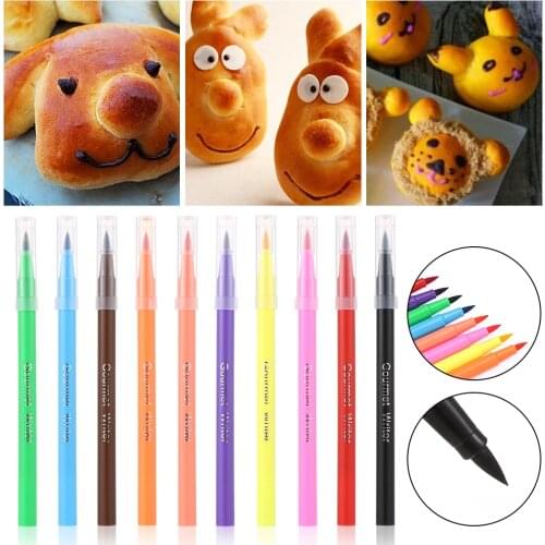 10 Style Edible Pigment Pen Brush Food Coloring Pen For Drawing Biscuits Fondant Cake Decorating Tools Cake DIY Crafts Draw Tool
