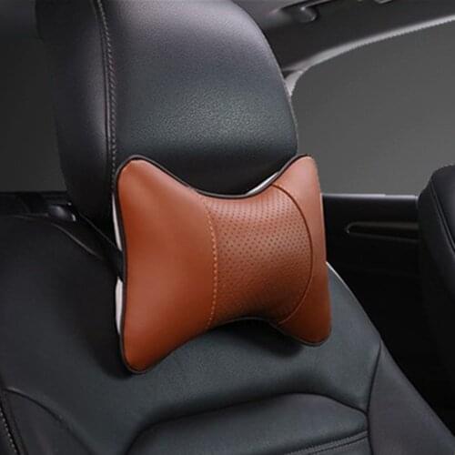 Headrest Cushion Car Interior Accessories Universal PU Leather Car Neck Pillow All Season Breathable Auto Neck Rest 2 Pack
