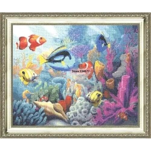 Underwater world ocean Top Quality Cross Stitch Kits 14CT Unprinted Counted Sewing kit Embroidered Handmade Home Decor