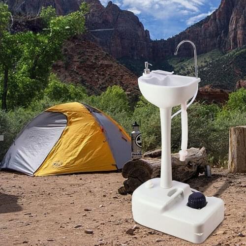 Portable Foot Pump Camping Sink Hand Wash Basin Stand For Outdoor Camping Picnic Site Workshop Isolation Hand Wash Station