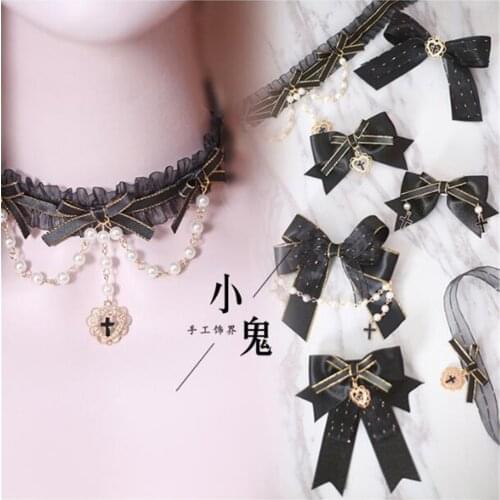 Vintage Japanese Sweet Lolita Lace Crossover Strap Bow Headwear Maid Hair Band Maid Daily Hair Accessories Headbands B443