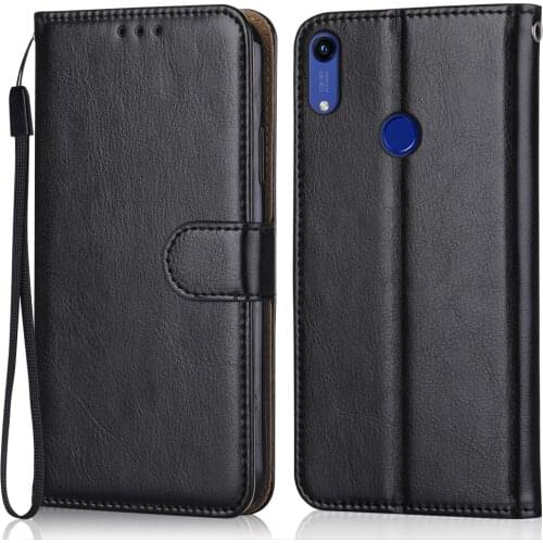 Folio Luxury Leather Case for On Huawei Honor 8A JAT-L29 Wallet Stand Flip Case Phone Bag with Strap