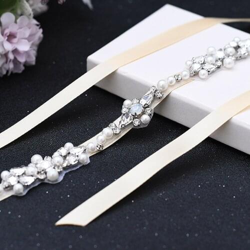 S488 Rhinestone Wedding Belt Pearl Bride Dress Accessories Women Prom Dresses Belts Fashion Girl Shiny Sash for Evening Dresses