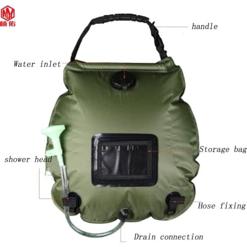 1PCS 20L Foldable Water Storage Bag Portable Shower Water Bag Outdoor Solar Shower Bag Mountaineering Bath Bag