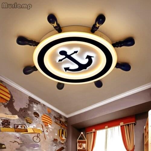 New Modern LED ceiling lamp remote control Pirate Boat Rudder Ceiling Light 220V led Lamps Kids fixture Children baby Room Light