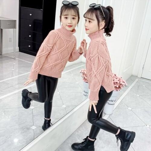 Girls Sweater Kids Coat Outwear 2021 Casual Plus Velvet Thicken Warm Winter Autumn Knitting Tops Cotton Childrens Clothing