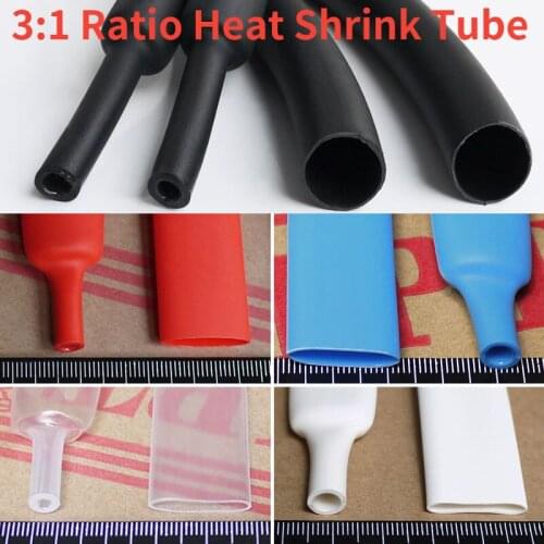 1M 3.2mm Diameter PE 3:1 Ratio Heat Shrink Tube Adhesive Lined Dual Wall With Thick Glue Wire Wrap Waterproof Kit Cable Sleeve