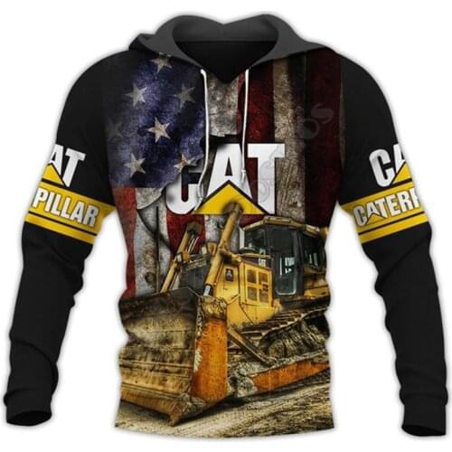 Autumn and winter hooded sweatshirt excavator 3D printing graphics mens hoodie ladies mens clothes pullover husband track suit