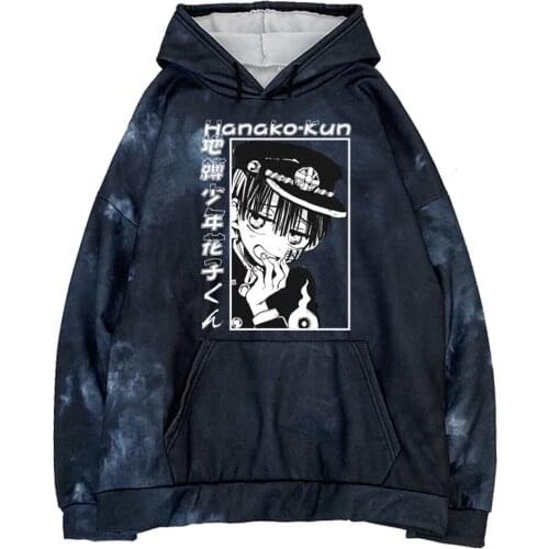 Toilet-Bound Hanako-kun Hoodie Hip Hop Anime Pullovers Tops Loose Long Sleeves Autumn Man Cloth Tie Dye