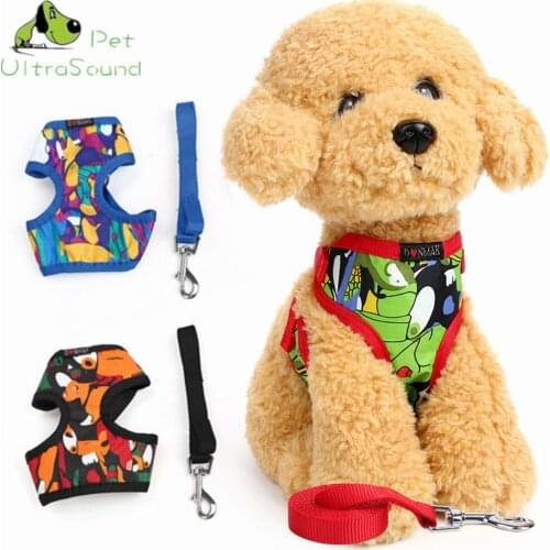 ULTRASOUND PET Dog Harness And Leash Set Dog Vest Pet Lead Leash Nylon Mesh Breathable Cat Harnesses For Pug Chihuahua Size S M