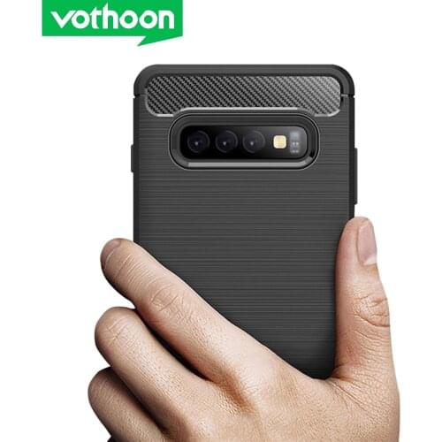 Vothoon Carbon Fiber Protective Case For Samsung Galaxy S20 Ultra S10 Plus S10 5G Silicon Shockproof Back Case Cover