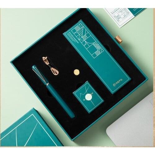 High Quality V-shaped Design Metal Fountain Pen Metal Buckle Postcard Gift Box 0.6mm Nib