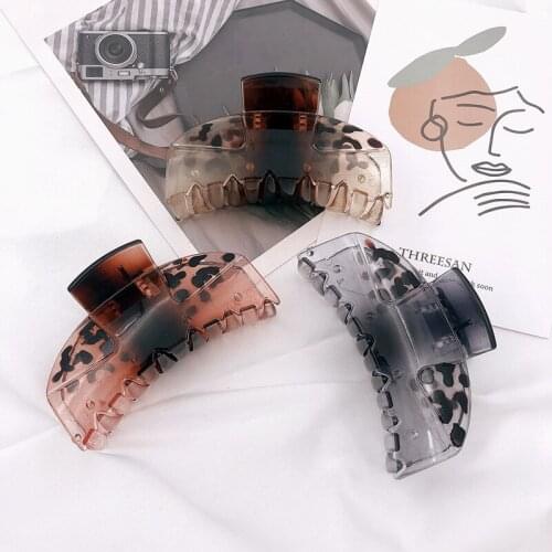 New leopard print clip French large transparent hair clip back head plate hairpin shark clip hairpin headdress