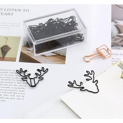 Deer Modeling Clip Lovely Bookmark Creative Stationery Box Large Pin Clip Clips Office Accessories Paperclips Metal Paper Clips