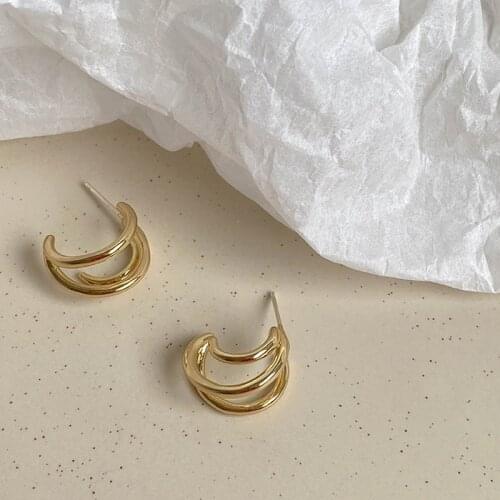 Trendy Fashion Metal Elegant Hoop Earring Woman 2021 New Vintage Gold Color korean Statement Earrings Accessories Jewelry