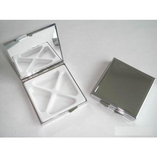 100 PCS Square Pill Boxes Blank DIY Metal Pill Container Storage Box 4 Compartments