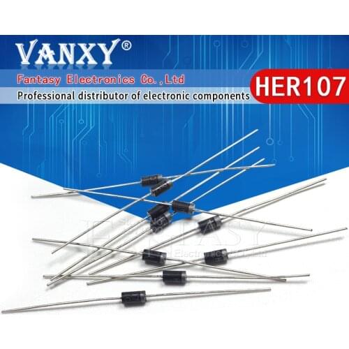 100pcs Rectifier Diode 1A 1000V DO-41 HER107