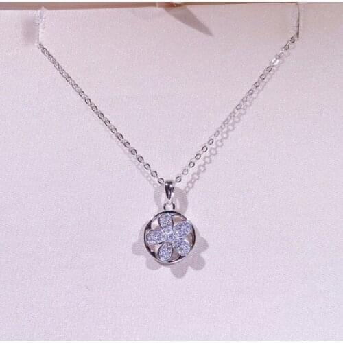 5 Petals Moving Flower O Chain Necklace Cubic Zircon 925 Sterling Silver Moving Vintage Women Wedding Jewelry High Quality