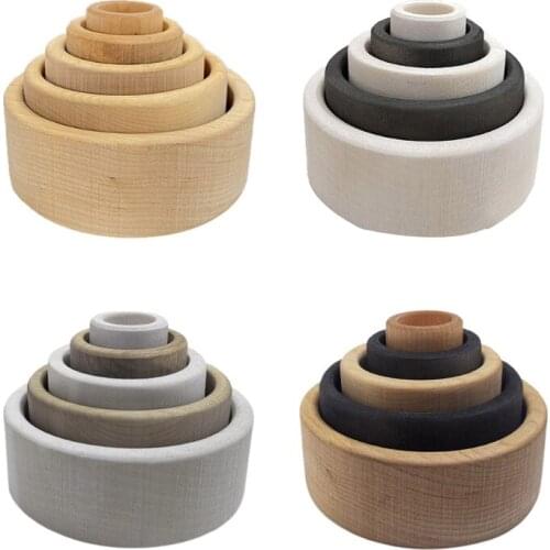 5 Pcs/Set Children Stacking Game Learning Building Blocks Baby Wooden Stacker Toys Kids Creative Education Gifts