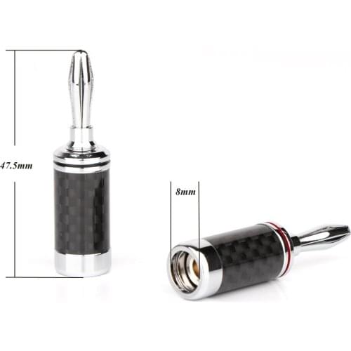 8pcs Hi-End Rhodium Plated Carbon Fiber Speaker Cable Banana Terminal Connector