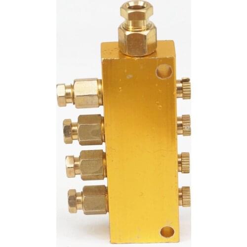 Aluminum 4 Way 6mm in 4mm Out Adjustable Lube Oil Piston Distributor Value Manifold Block for centralized lubrication system