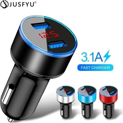 3.1A LED Display Dual USB Car Charger usb Mobile Phone Aluminum Car-Charger for iPhone 11 Pro Max 8 Xiaomi Samsung Max Universal
