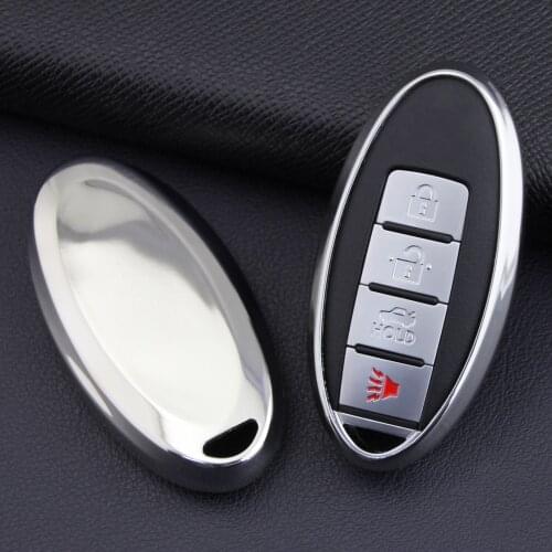 Car Key Fob Cover Case For Nissan Infiniti Qashqai X-Trail Rogue Sport Kicks Sentra Sylphy Quest Juke Q50 Q70 QX50 QX80 Silver