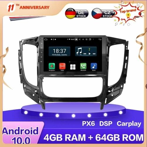 For Mitsubishi Triton L200 2015-2018 Android 10.0 PX6 Car HD Multimedia DVD Player 4+64GB Auto GPS Navigation radio DSP Carplay