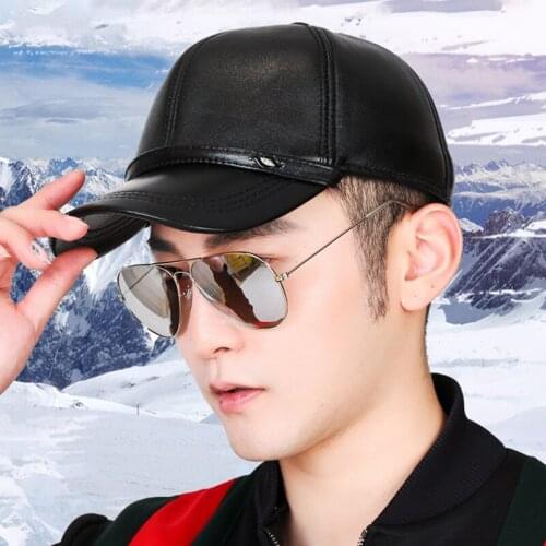 Unisex Brand Mens Genuine Sheepskin Leather Baseball Cap 100% Real Leather Headgear Adjustable Women Golf Hat Casual
