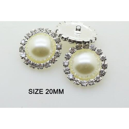Shiny Pearl Shank Buttons 10pcs/lot 20mm Sewing Button for Clothing Wedding Decoration Ivory Color Round Metal Accessories