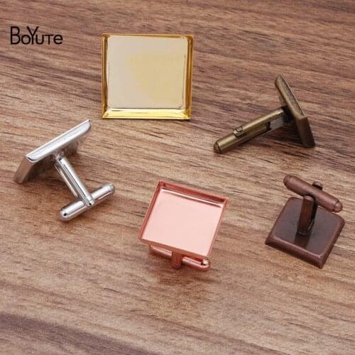 BoYuTe (20 Pieces/Lot) 16-18-20-25MM Square Cufflink Blanks Tray Bezel Diy Hand Made Metal French Cufflinks Settings